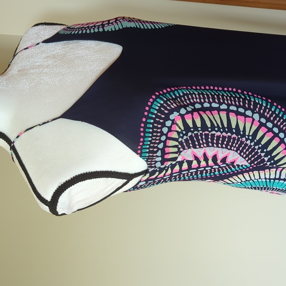 Old Navy T-Strap Chiffon Geometric Boho Maxi Dress S Blue Pink - Picture 7 of 16